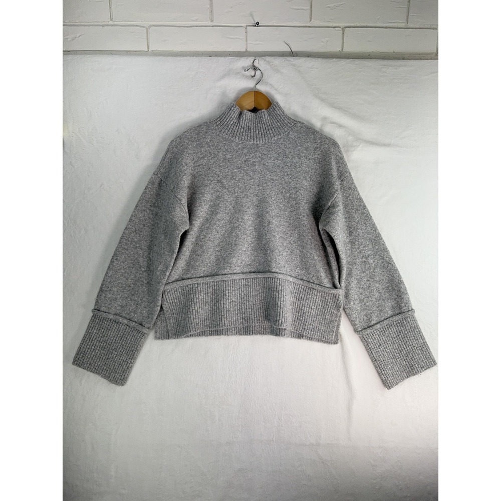 Marled Sweater Womens Small Gray Mock Neck Relaxed Fit Pullover Ribbed Knit Cozy